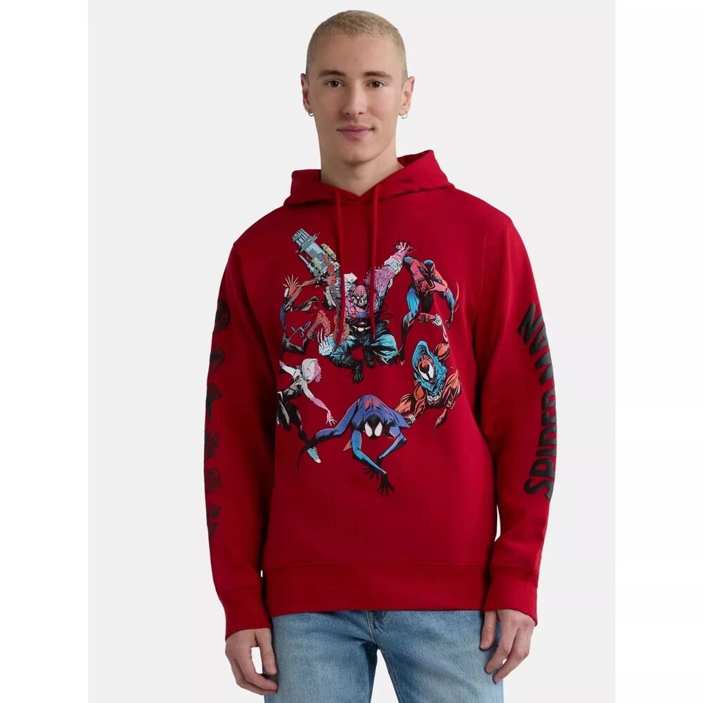 NWT Spider-Man Men's Spidey Group Graphic Hoodie, Size Large